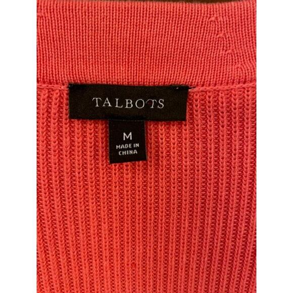 Talbots Womens Pink Orange Dip Dye Ombre Lyocell Button Front Cardigan Sweater M - Picture 4 of 6